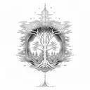 Yggdrasil tree branch tattoo design idea