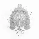 Yggdrasil tree branch tattoo design idea