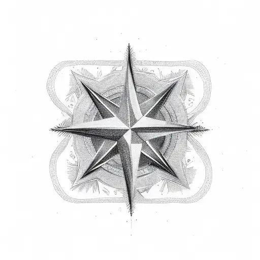 Southern Cross Star, Compass, Fine Lines tattoo design idea