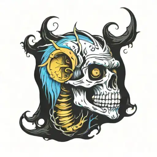 squirry monkey skull , rabbir skull surrounded tattoo design idea