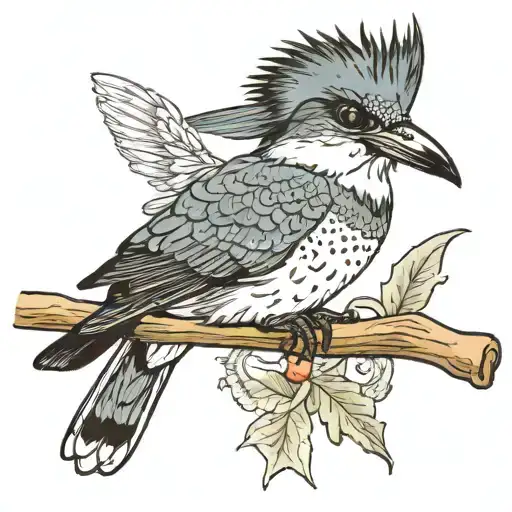 Belted kingfisher wearing binoculars tattoo design idea