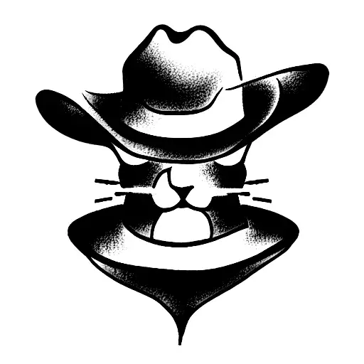 cat with cowboy hat tattoo design idea