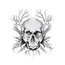After tree's roots and branches joined together, make upside down of the picture that will appear a skull tattoo design idea