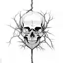 After tree's roots and branches joined together, make upside down of the picture that will appear a skull tattoo design idea