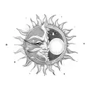 Sun and Moon tattoo design idea