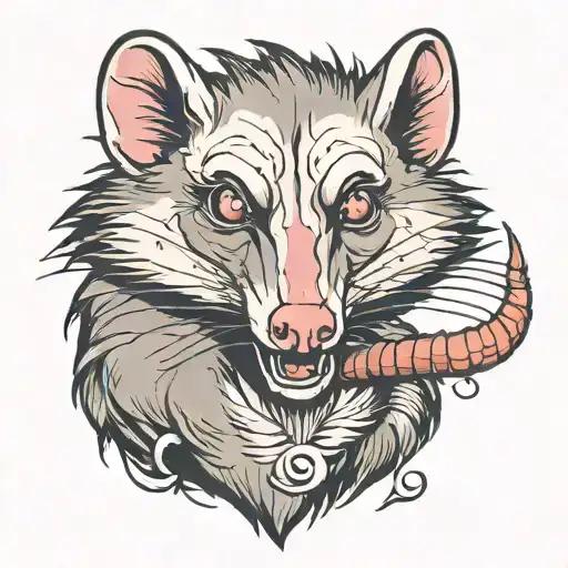 angry opossum tattoo design idea