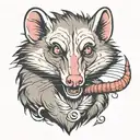 angry opossum tattoo design idea