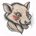 angry opossum tattoo design idea