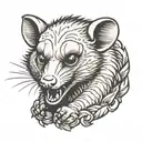 angry opossum tattoo design idea