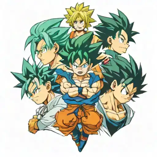Goku,izuku midoriya, Tanjiro, Meliodas, Yuji Itadori, rimuru tempest tattoo design idea