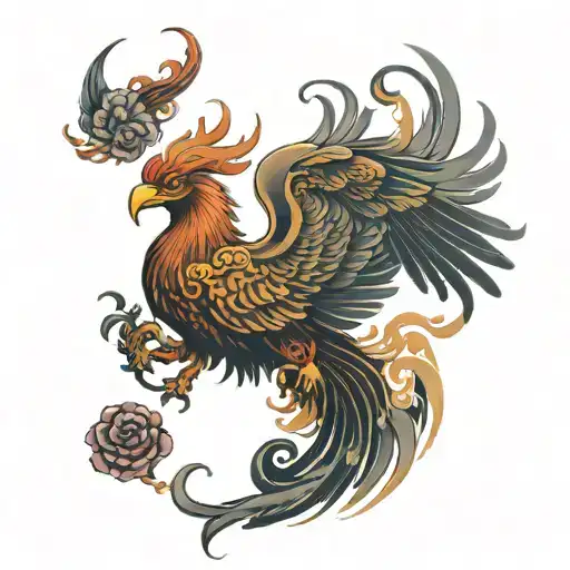 full back japanese phoenix rising tattoo design idea