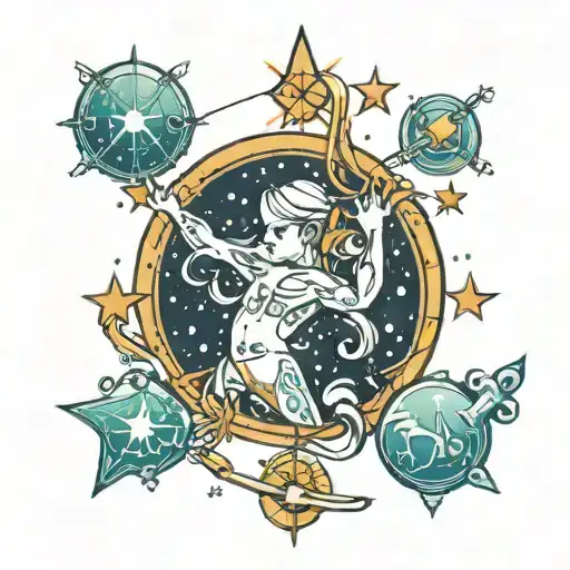 aquarius constellation tattoo design idea