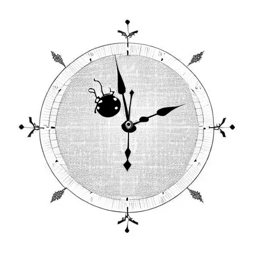 Ladybug clock, industrial arts, snowflakes, fine line tatto tattoo design idea