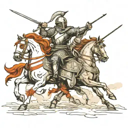 idea for a tattoo three pictures in one on the left goes back to the Middle Ages, Russian warriors are fighting with swo tattoo design idea