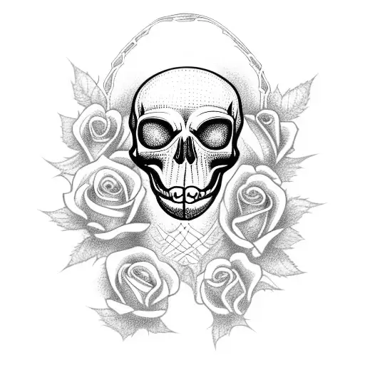 spider skull spiderweb with roses and a dagger tattoo design idea