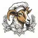 A goat whom is a chef hat tattoo design idea