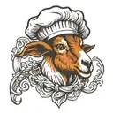 A goat whom is a chef hat tattoo design idea