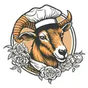 A goat whom is a chef hat tattoo design idea