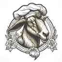 A goat whom is a chef hat tattoo design idea