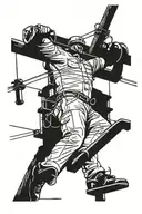 lineman working on power lines tattoo design idea