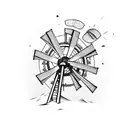 hand destroying windmill tattoo design idea
