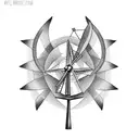 windmill with hand destroying tattoo design idea