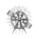 windmill with hand destroying tattoo design idea