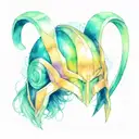 Loki's helmet intertwined tattoo design idea