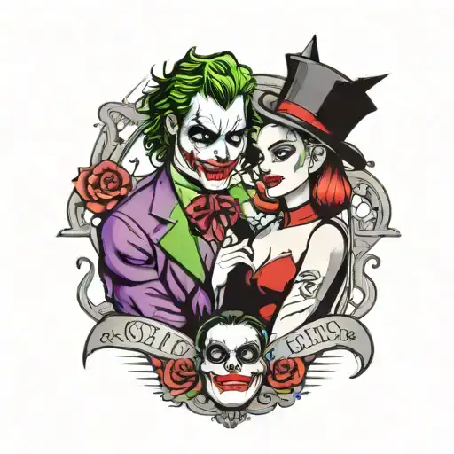 joker and harley quinn tattoo design idea