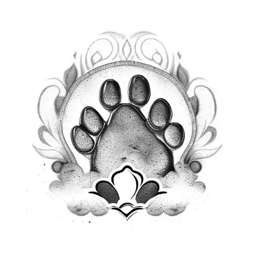 dog paw print with name leo with angels wing and the name Aurora tattoo design idea
