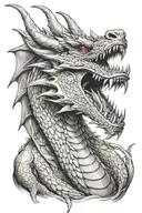detailed and real angry side faced dragon roaring tattoo design idea