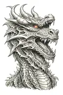 detailed and real angry side faced dragon roaring tattoo design idea