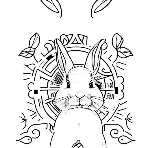 A simple and elegant tattoo of a rabbit holding a pen, symbolizing the poet's journey towards self-compassion. tattoo design idea