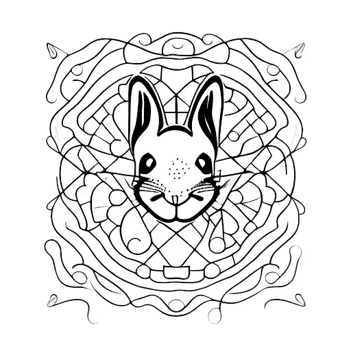 A simple and elegant tattoo of a rabbit holding a pen, symbolizing the poet's journey towards self-compassion. tattoo design idea