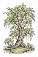 weeping willow tree tattoo design idea