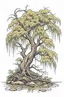 weeping willow tree tattoo design idea