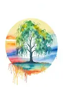 weeping willow tree tattoo design idea