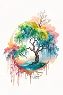 weeping willow tree tattoo design idea