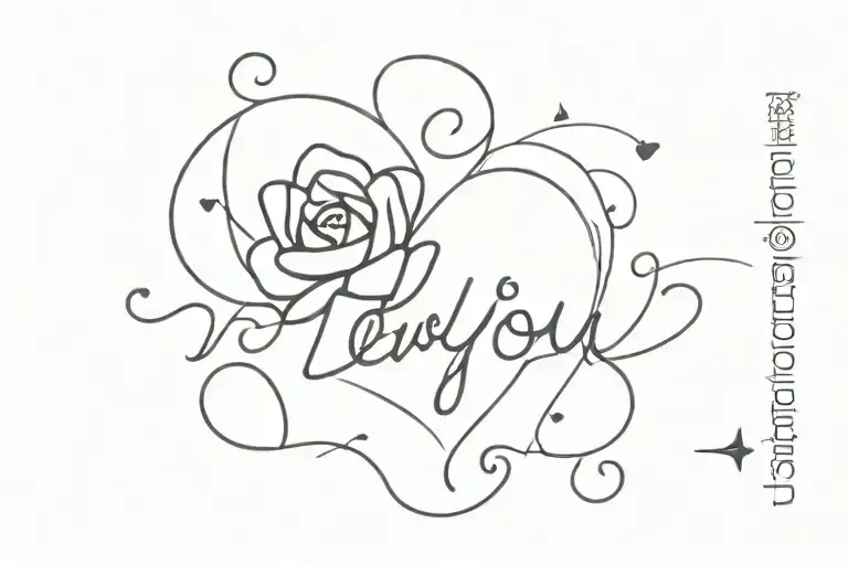 The words "I love you" in an elegant tattoo design, minimalist style, horizontal placement, inner forearm, de tattoo design idea