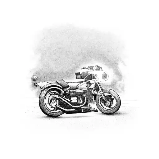 motorcycle on road tattoo design idea