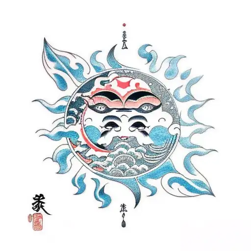 Sun and Moon tattoo design idea