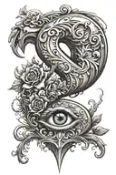 number 9 tattoo design idea