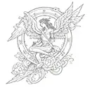 create a tattoo design combining aguarius astrological sign and the angel number 414 tattoo design idea