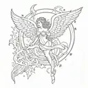 create a tattoo design combining aguarius astrological sign and the angel number 414 tattoo design idea