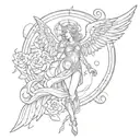 create a tattoo design combining aguarius astrological sign and the angel number 414 tattoo design idea