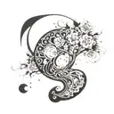 Create picture, tattoo, stencil, for beginners, black, borderline short description, in 1-3 words, slimming. moon tattoo design idea