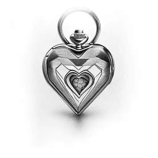 broken heart pocket watch with chain tattoo design idea