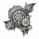 A clock with intricate gears and circuits intertwined, symbolizing the fusion of time and technology tattoo design idea