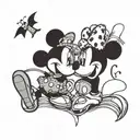 Mickey and Minnie face to face  tattoo design idea