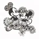 Mickey and Minnie face to face  tattoo design idea